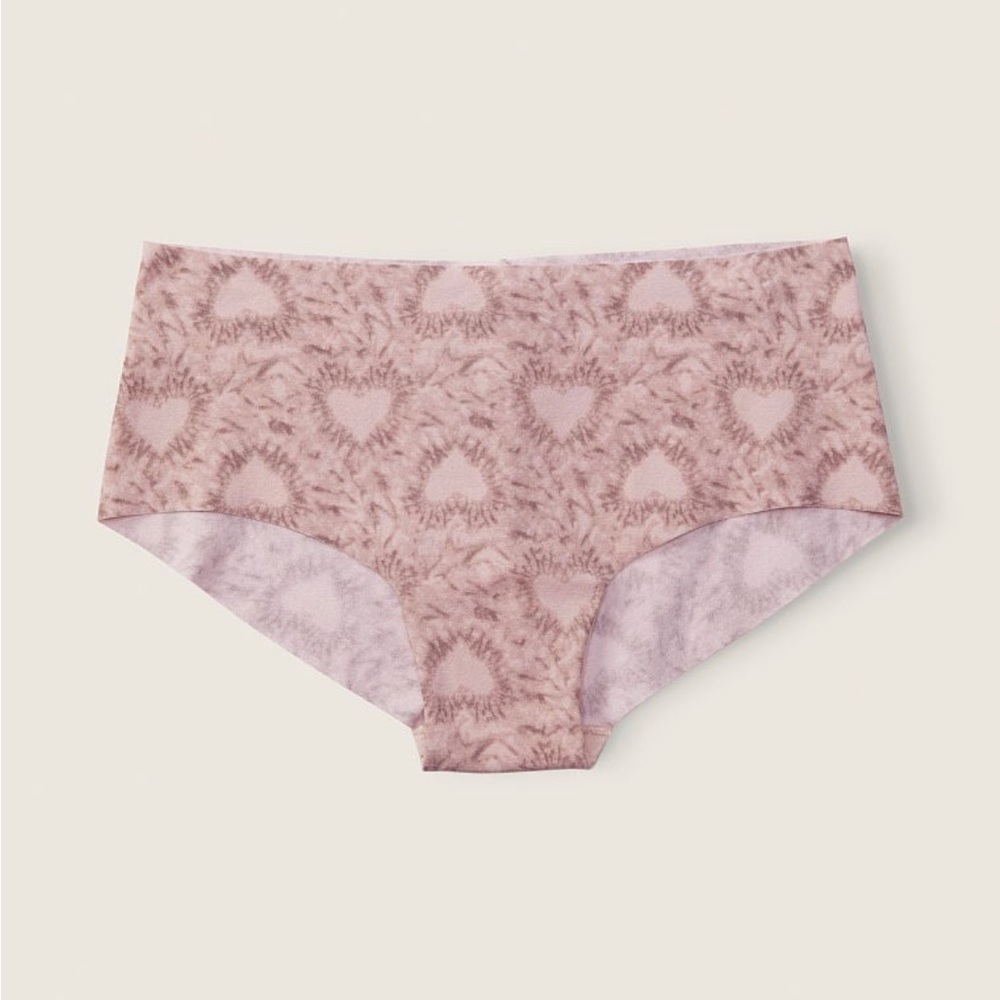 Victorias Secret Pink No Show Cotton Hipster Underwear Iced Coffee Heart Tie Dye